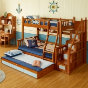 作木坊 兒童床 實(shí)木高低床上下床1.35米床母子男女孩單人橡膠木臥室家具套裝組合A903 上下床(不